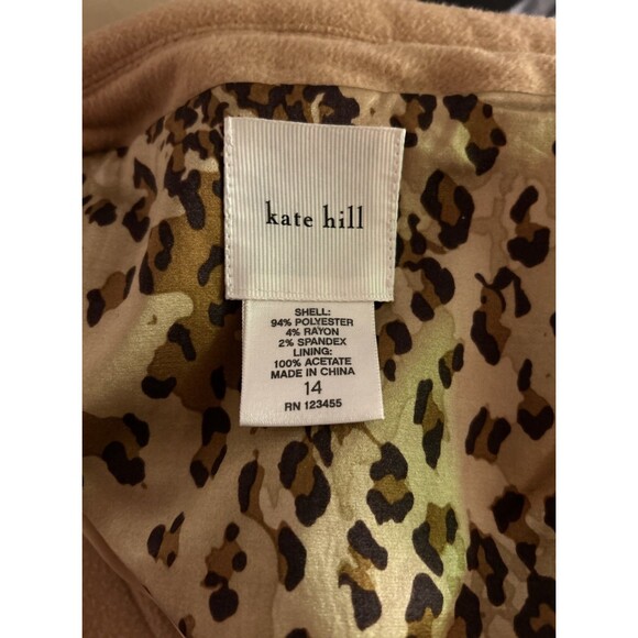 Kate Hill Women’s blend camel Pea Coat short Size 14 Rayon-Polyester Blend - Picture 3 of 7